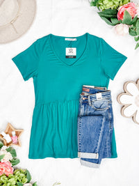 IN STOCK Sarah Ruffle Short Sleeve - Teal