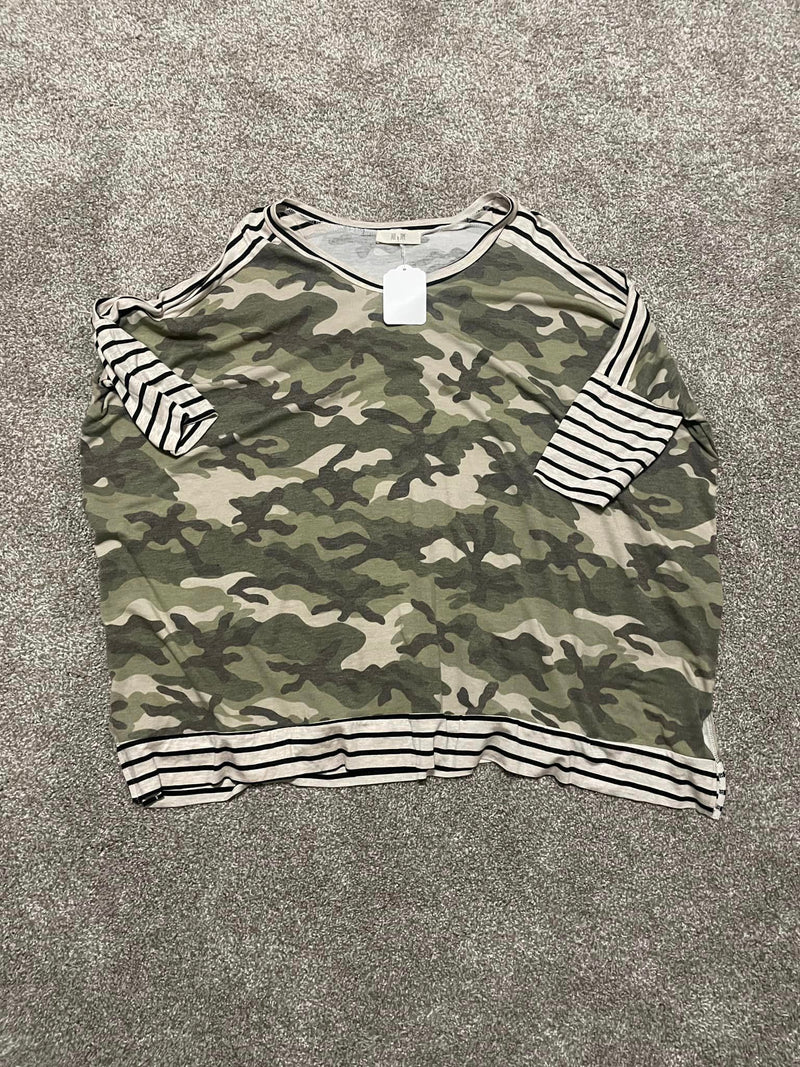 Camo Stripe Tunic Top - LARGE - FINAL SALE