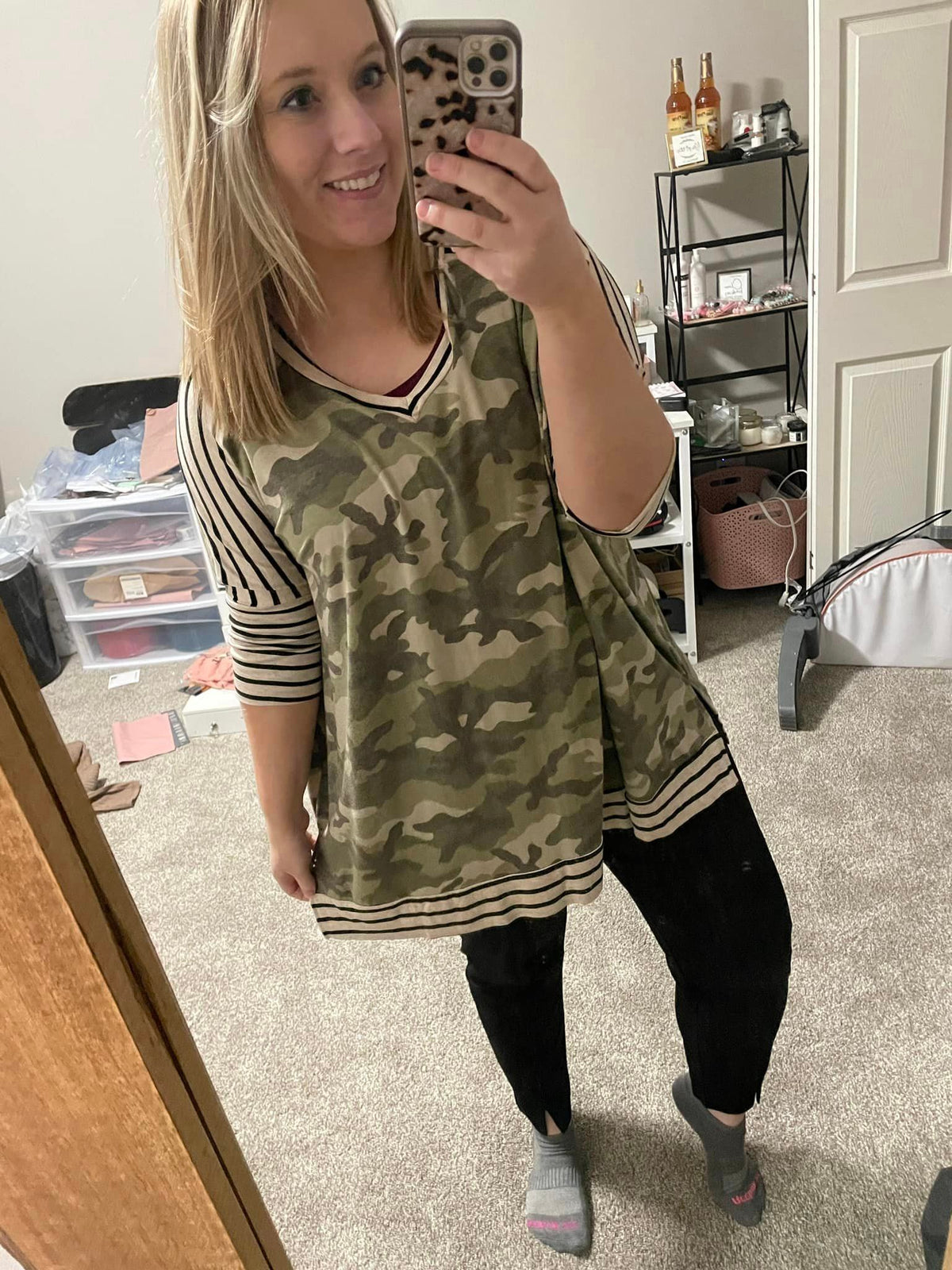 Camo Stripe Tunic Top - LARGE - FINAL SALE