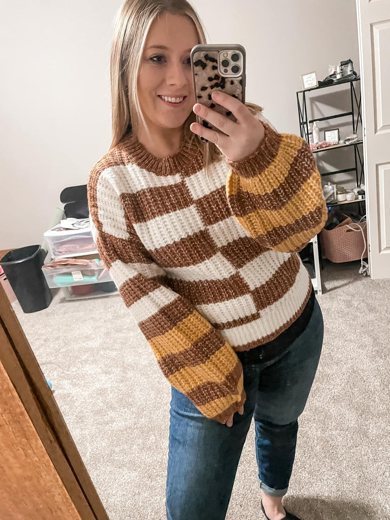 Camel Color Block Sweater