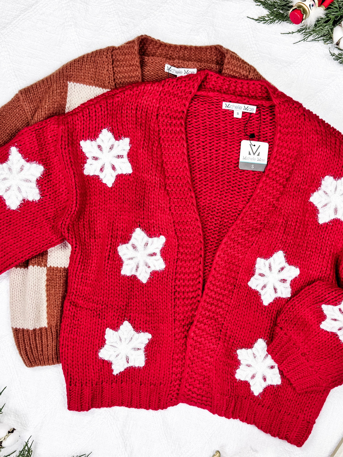 IN STOCK Snowflake Cardigan - Red