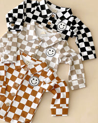 Cotton Shacket | Smiley Checkered Black