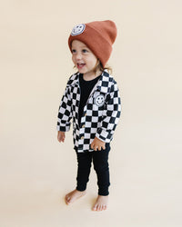 Cotton Shacket | Smiley Checkered Black