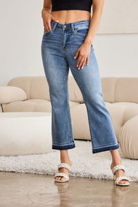 Judy Blue Full Size Release Hem Cropped Bootcut Jeans - Mack and Mav Boutique 