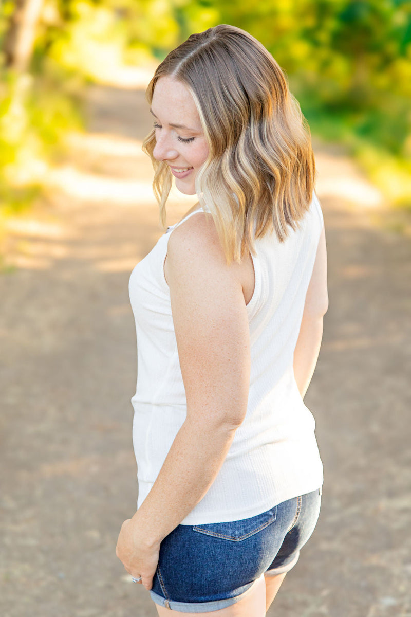 IN STOCK Mila Zipper Tank - Ivory