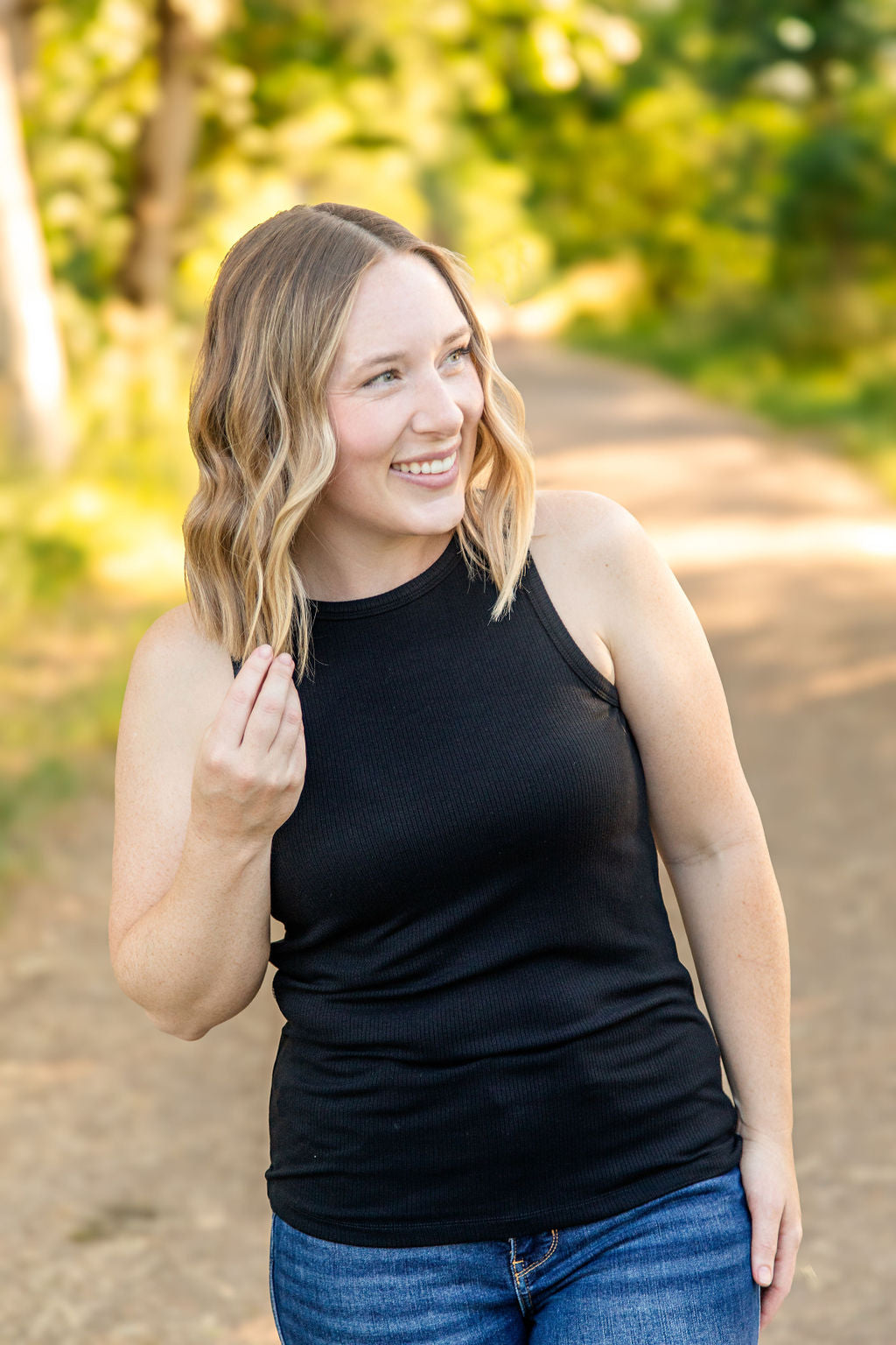 IN STOCK Tara Ribbed Tank - Black