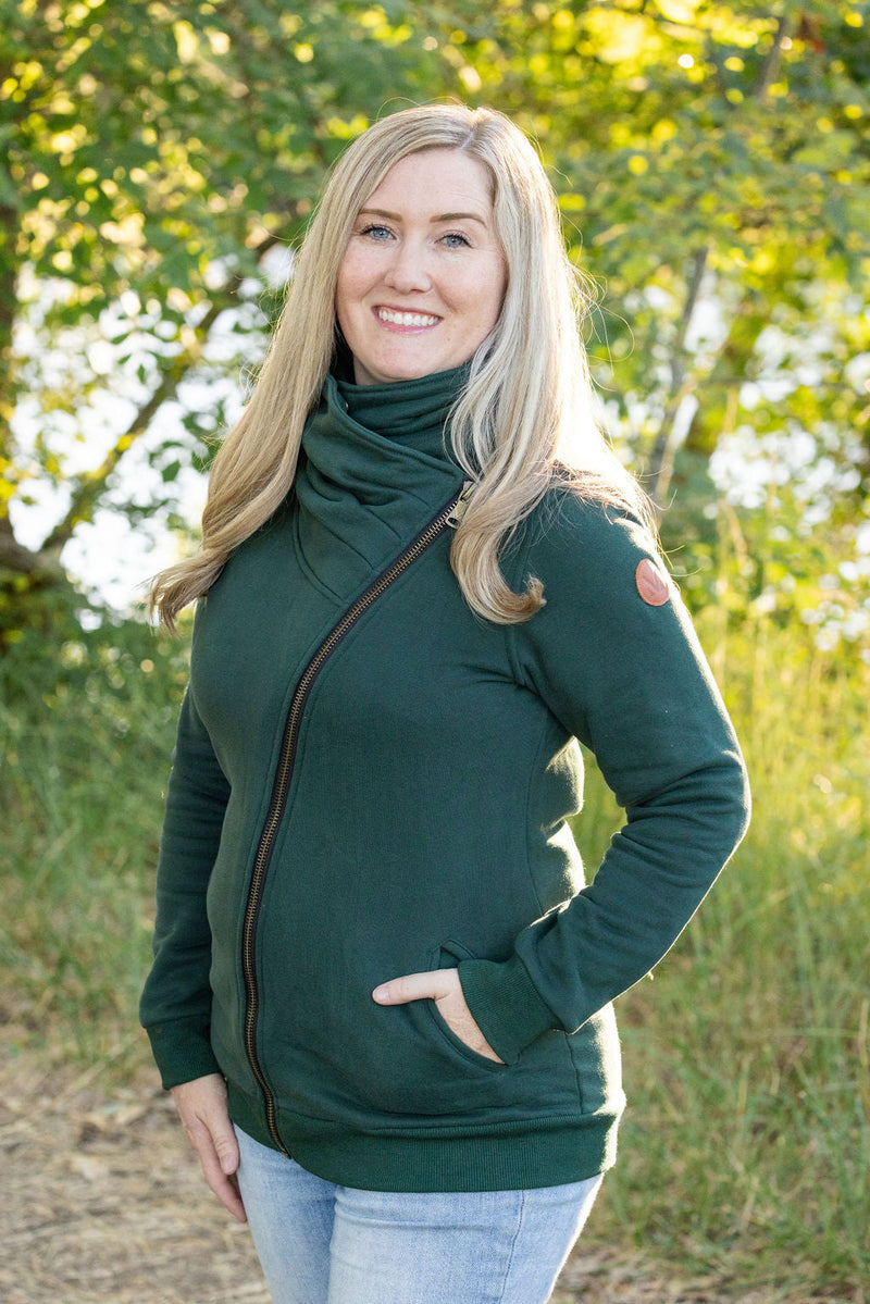 IN STOCK Quinn ZipUp Cowl - Evergreen | Women's Hoodie