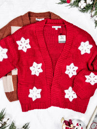 IN STOCK Snowflake Cardigan - Red