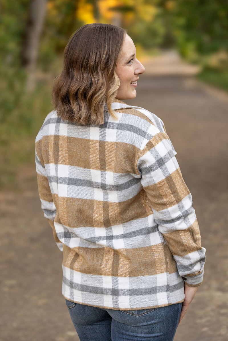 IN STOCK Norah Plaid Shacket - Camel and Grey FINAL SALE