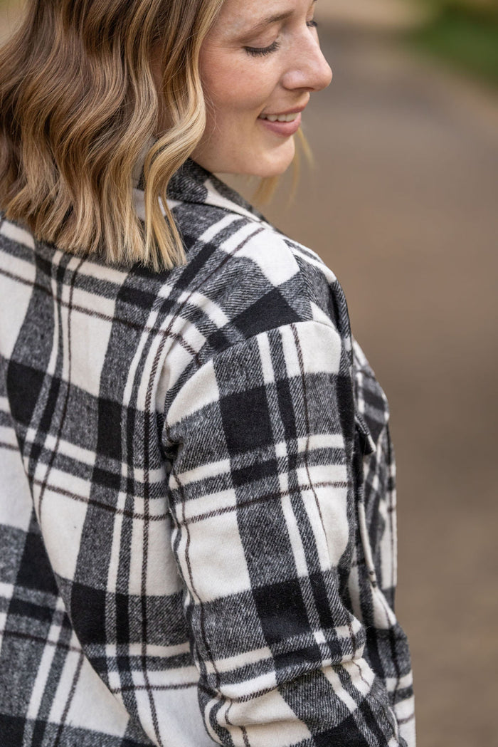 IN STOCK Norah Plaid Shacket - Ivory and Black