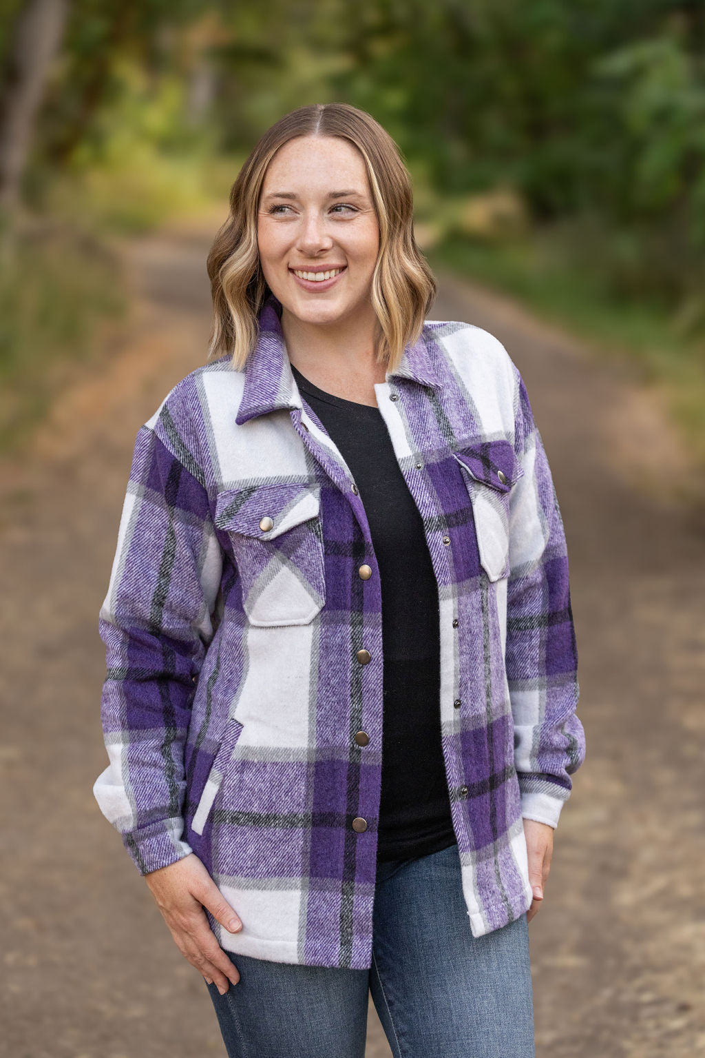 IN STOCK Norah Plaid Shacket - Purple Mix FINAL SALE