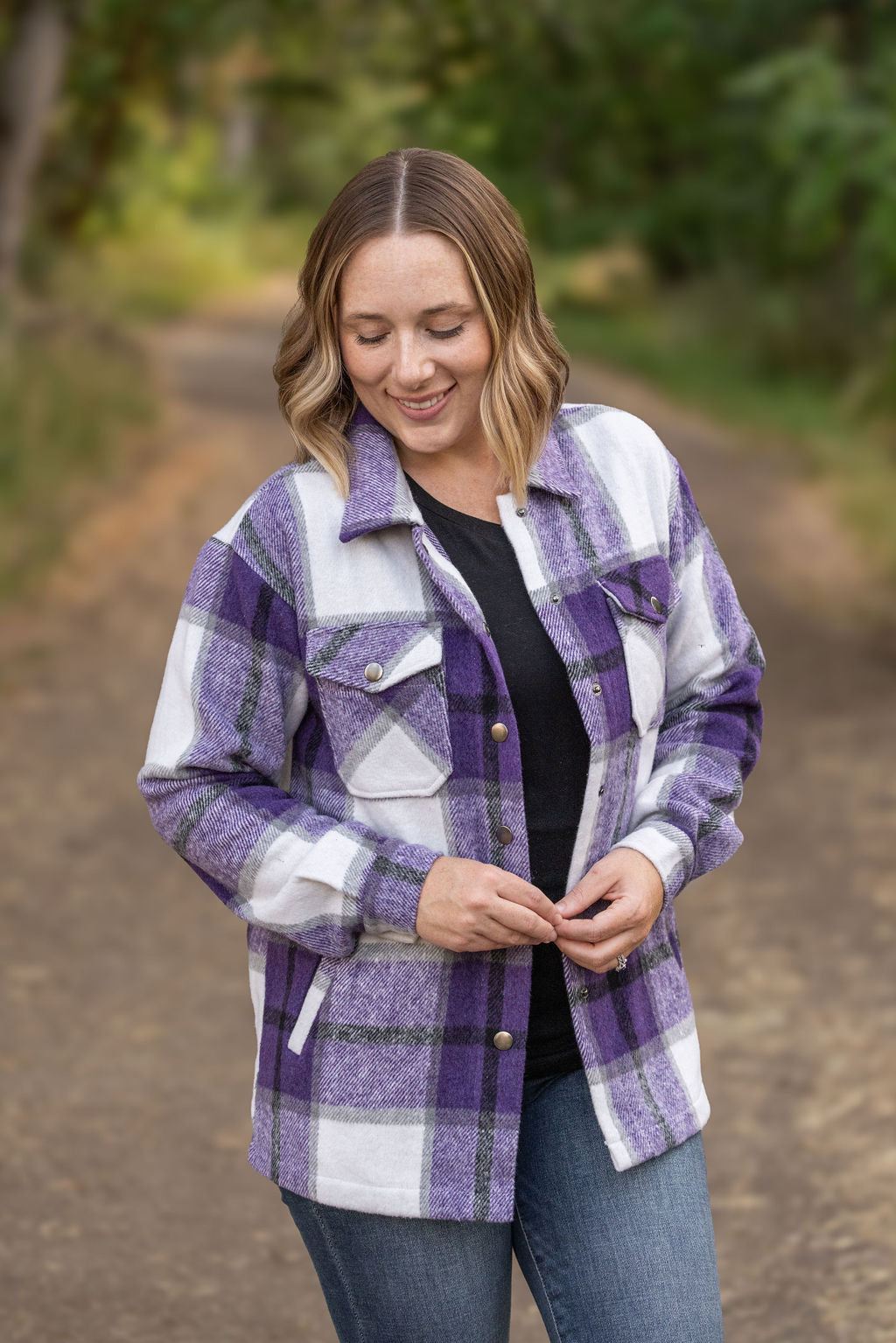 IN STOCK Norah Plaid Shacket - Purple Mix FINAL SALE