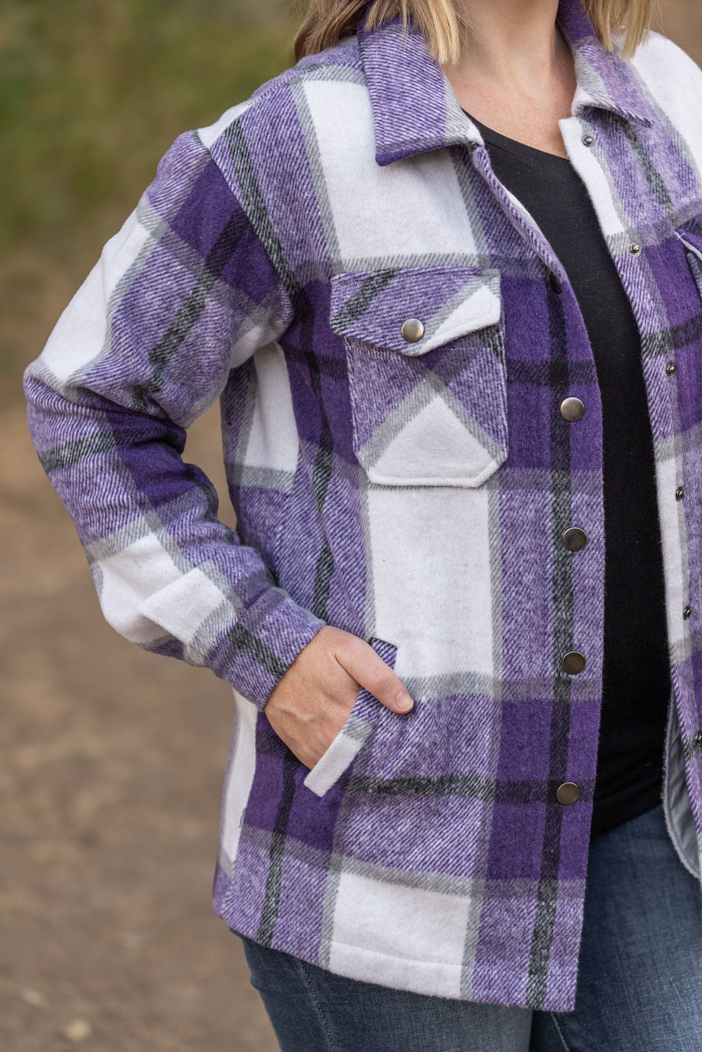 IN STOCK Norah Plaid Shacket - Purple Mix FINAL SALE