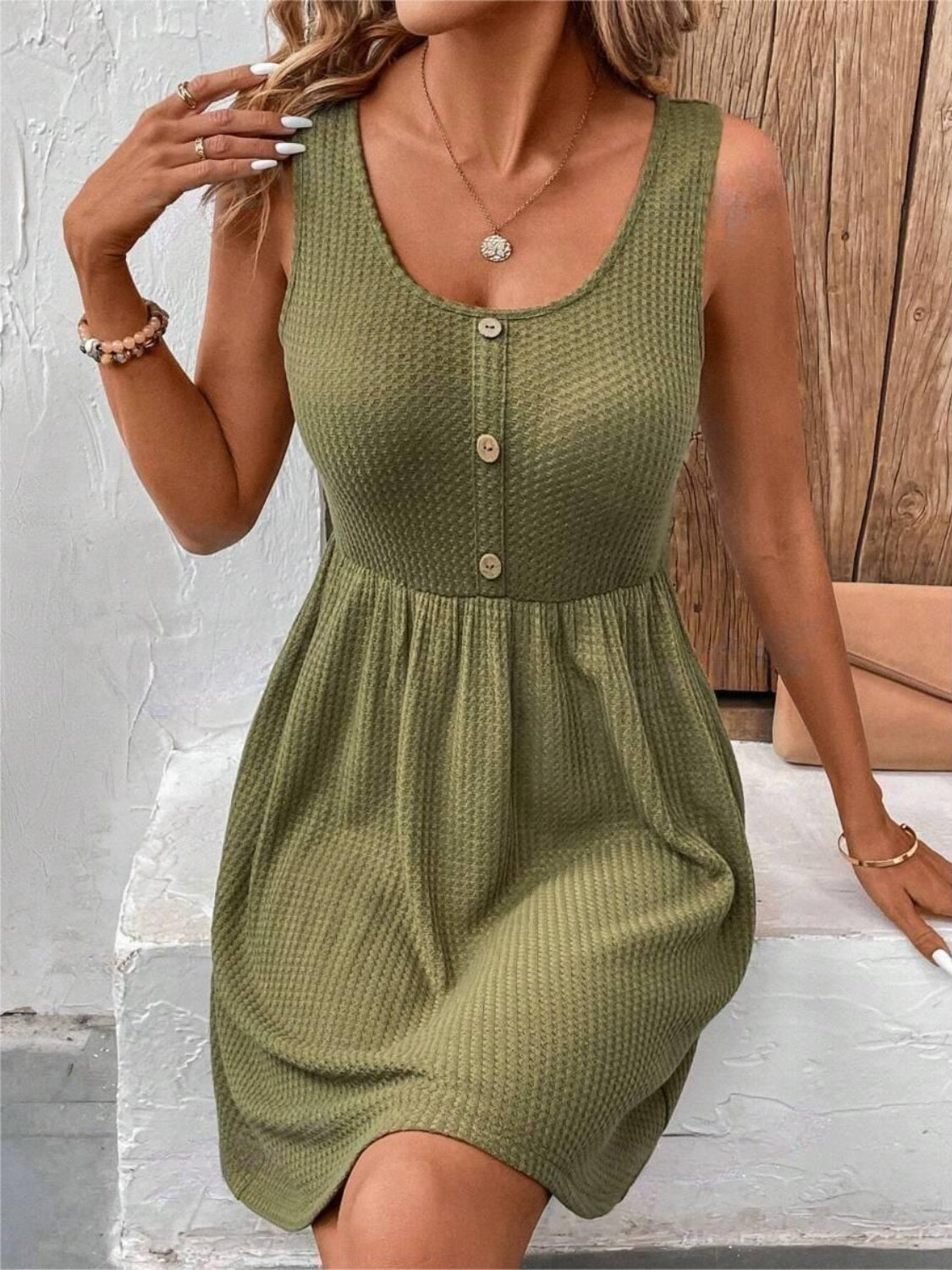 Scoop Neck Wide Strap Mini Tank Dress - Mack and Mav Boutique 