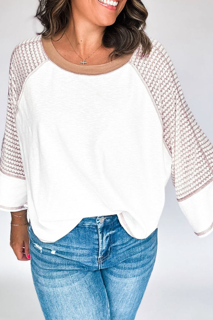 Striped Round Neck Raglan Sleeve Top