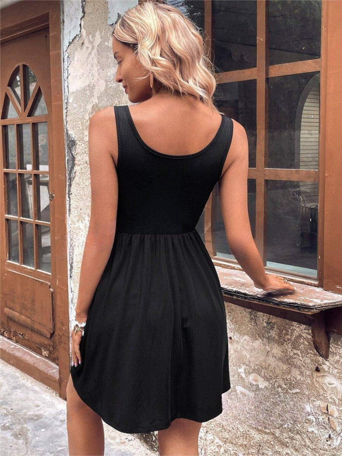 Scoop Neck Wide Strap Mini Tank Dress - Mack and Mav Boutique 