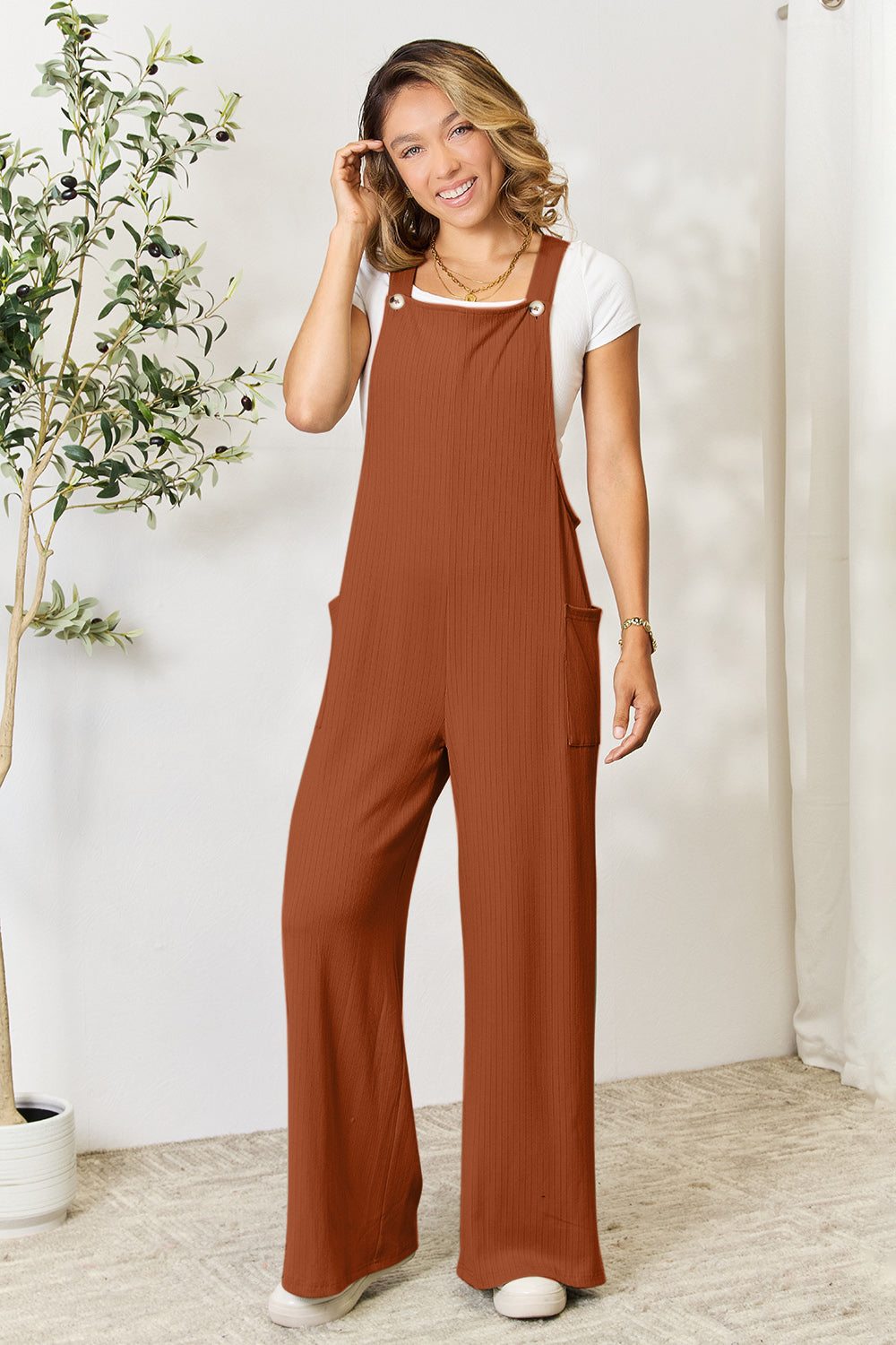 Double Take Full Size Wide Strap Overall with Pockets - Mack and Mav Boutique 