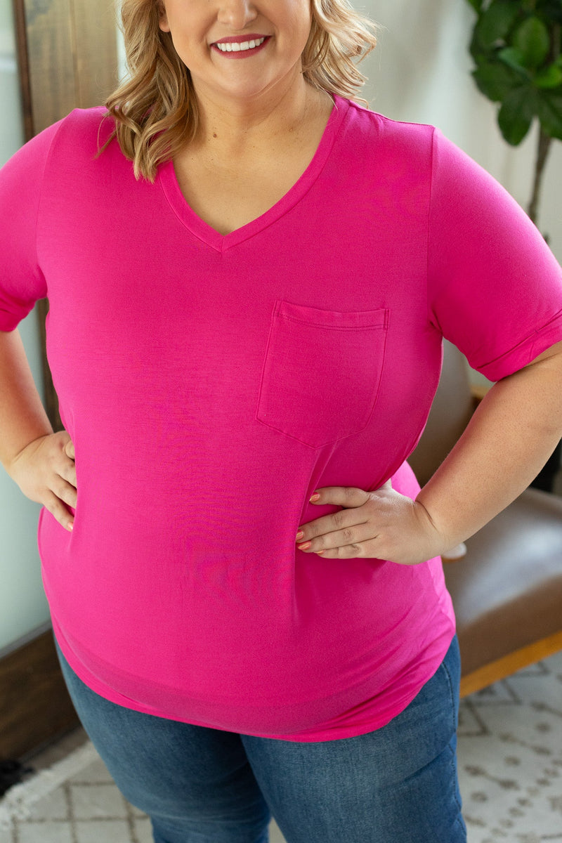 IN STOCK Sophie Pocket Tee - Hot Pink - Mack and Mav Boutique 