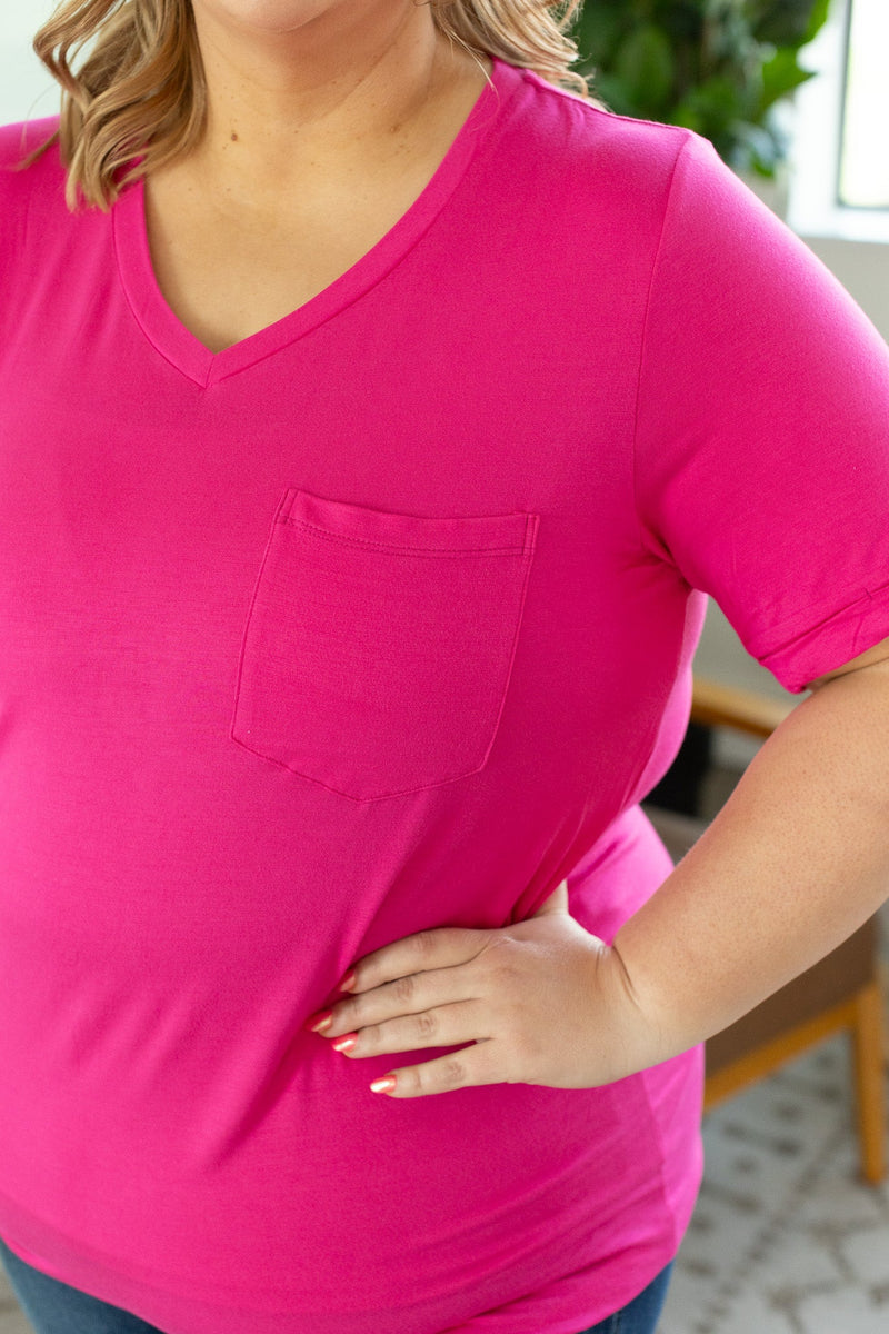 IN STOCK Sophie Pocket Tee - Hot Pink - Mack and Mav Boutique 