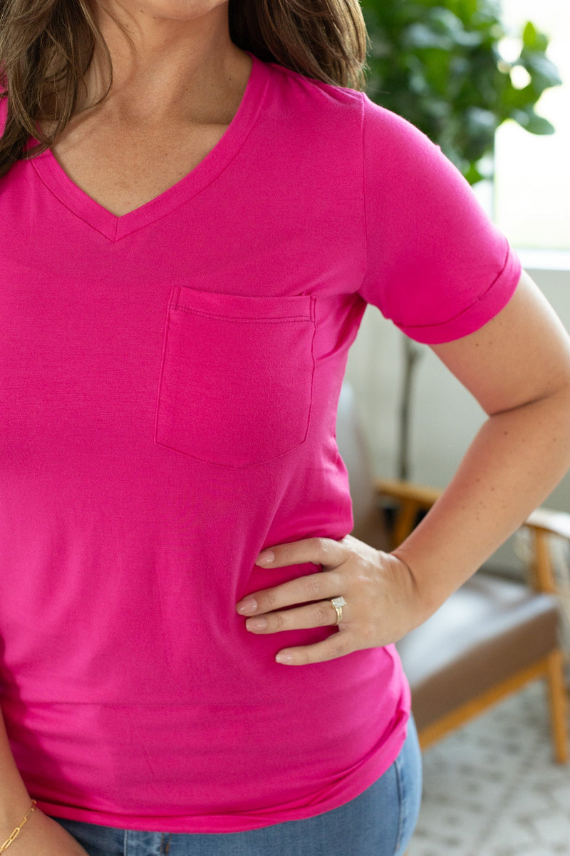 IN STOCK Sophie Pocket Tee - Hot Pink - Mack and Mav Boutique 