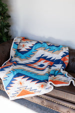 IN STOCK Plush and Fuzzy Blanket - Teal Mix Aztec