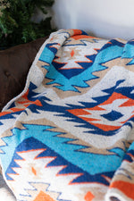 IN STOCK Plush and Fuzzy Blanket - Teal Mix Aztec