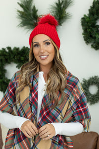 IN STOCK Bella Braid Beanie - Red - Mack and Mav Boutique 