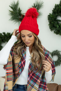 IN STOCK Bella Braid Beanie - Red - Mack and Mav Boutique 