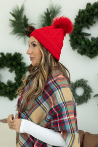 IN STOCK Bella Braid Beanie - Red - Mack and Mav Boutique 