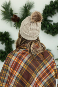 IN STOCK Carly Cable Knit Beanie - Tan - Mack and Mav Boutique 