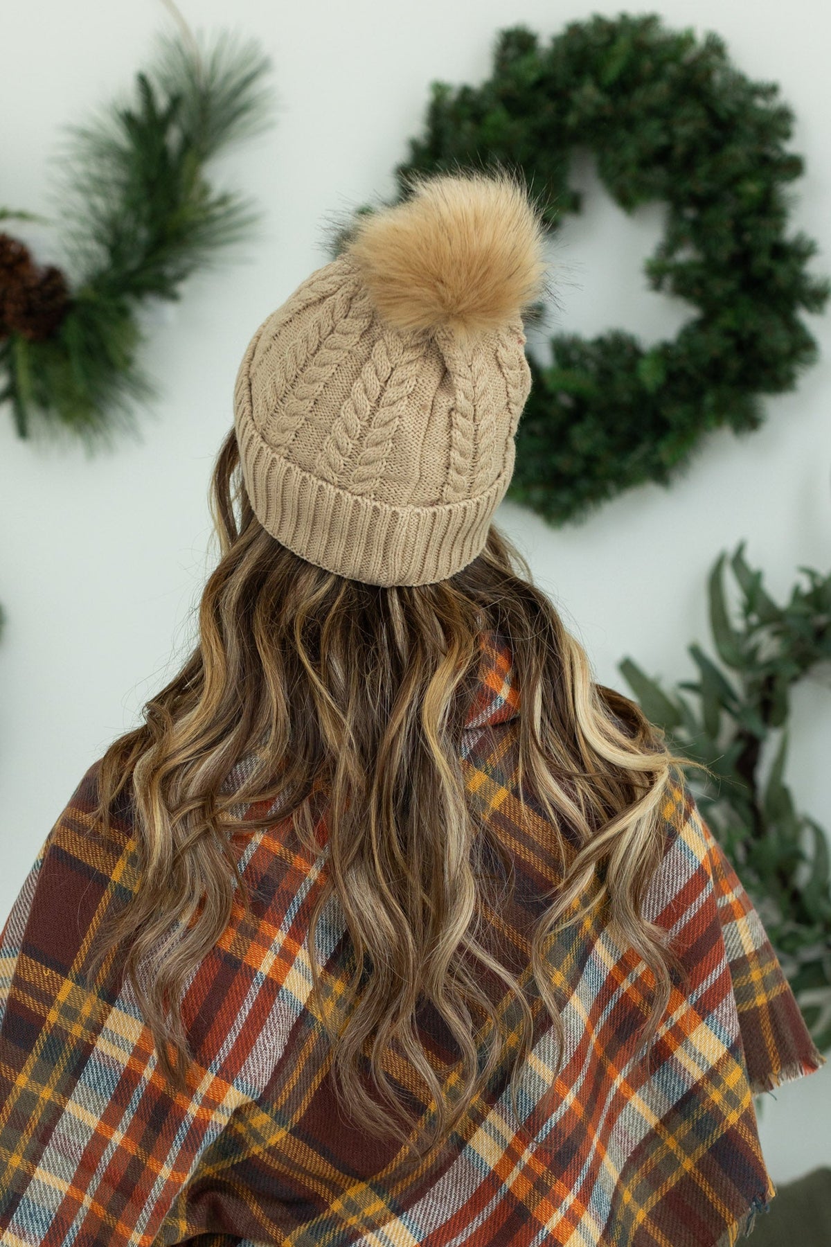 IN STOCK Bella Braid Beanie - Tan - Mack and Mav Boutique 