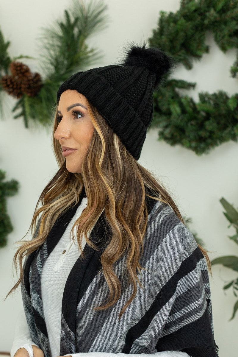 IN STOCK Morgan Micro Braid Beanie - Black - Mack and Mav Boutique 