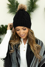 IN STOCK Carly Cable Knit Beanie - Black