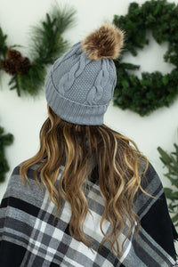 IN STOCK Carly Cable Knit Beanie - Gray - Mack and Mav Boutique 