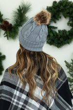 IN STOCK Carly Cable Knit Beanie - Gray