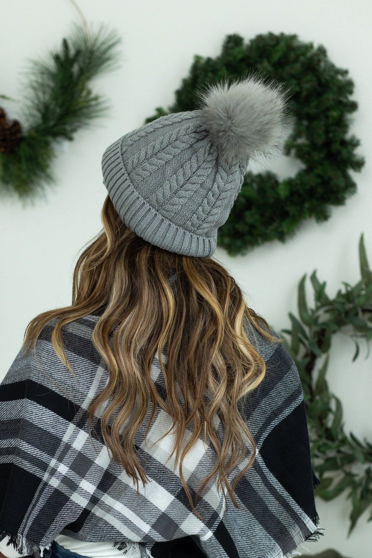 IN STOCK Bella Braid Beanie - Grey - Mack and Mav Boutique 