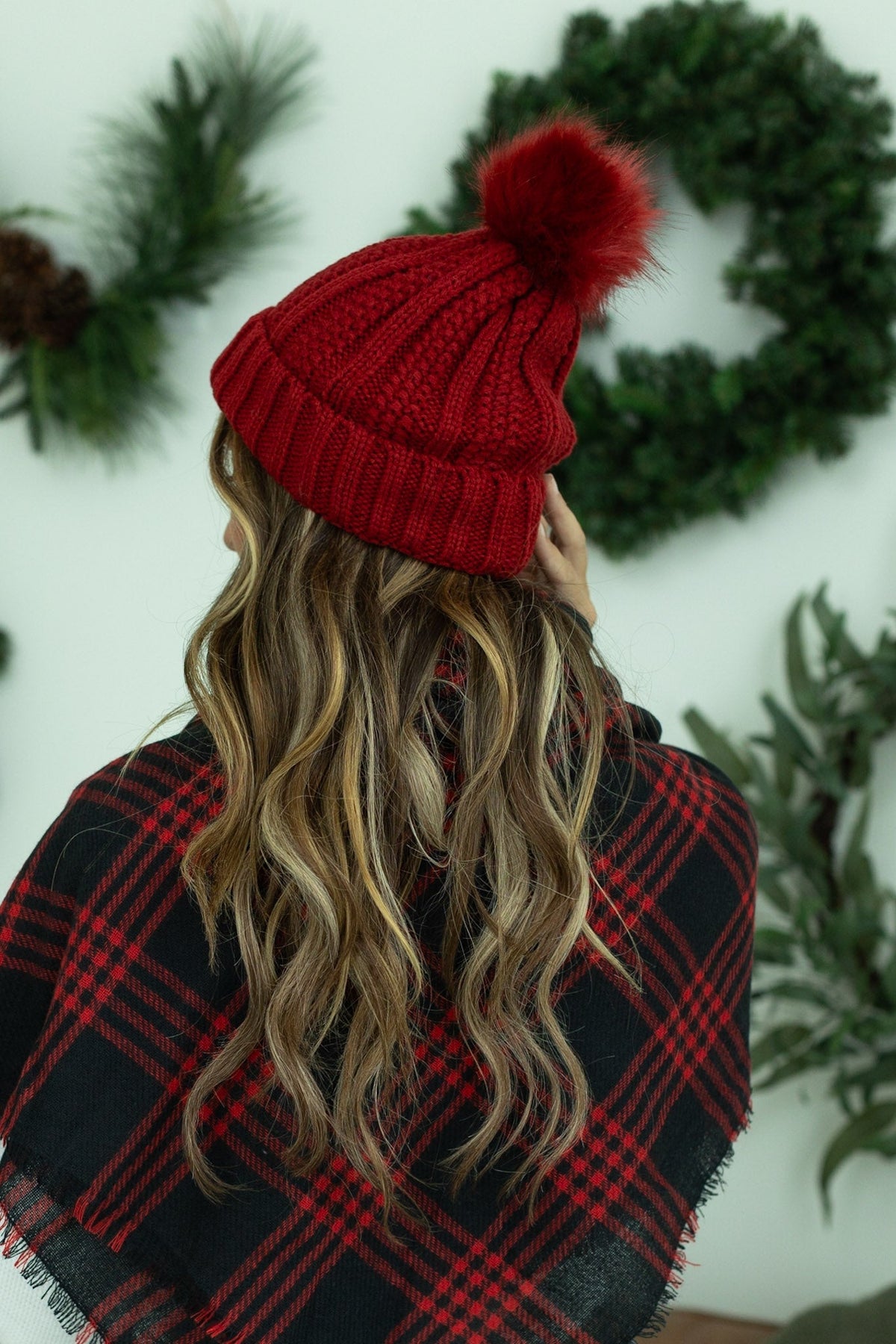 IN STOCK Morgan Micro Braid Beanie - Red - Mack and Mav Boutique 