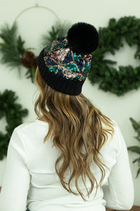 IN STOCK Sparkle Beanie - Black - Mack and Mav Boutique 