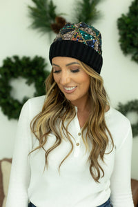 IN STOCK Sparkle Beanie - Black - Mack and Mav Boutique 