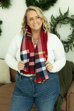 IN STOCK Blanket Scarf - Red and Gold Plaid