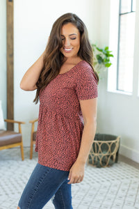 IN STOCK Sarah Ruffle Top - Red Leopard - Mack and Mav Boutique 