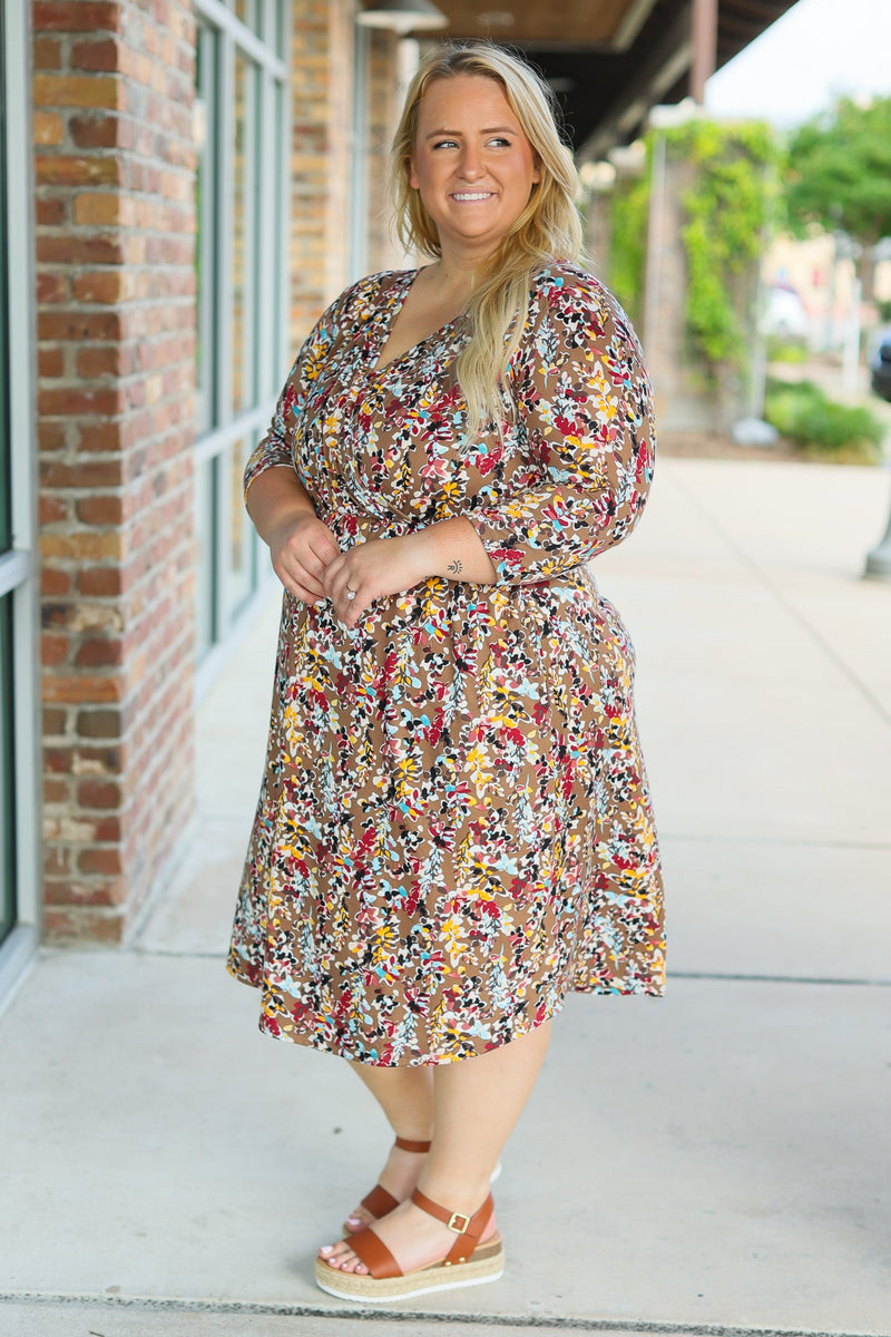 IN STOCK Taylor Dress - Mocha Floral FINAL SALE