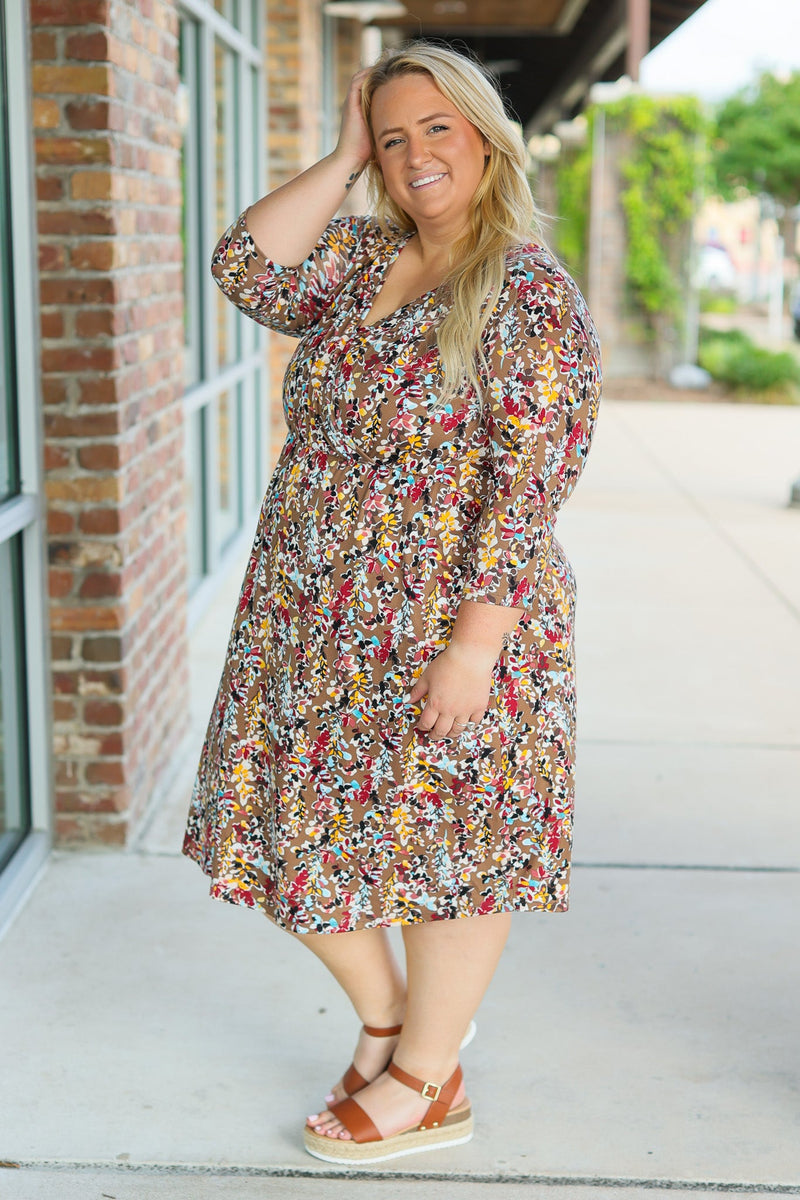 IN STOCK Taylor Dress - Mocha Floral FINAL SALE