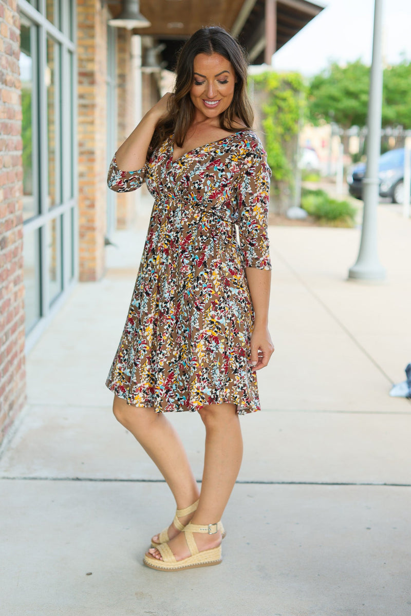 IN STOCK Taylor Dress - Mocha Floral FINAL SALE