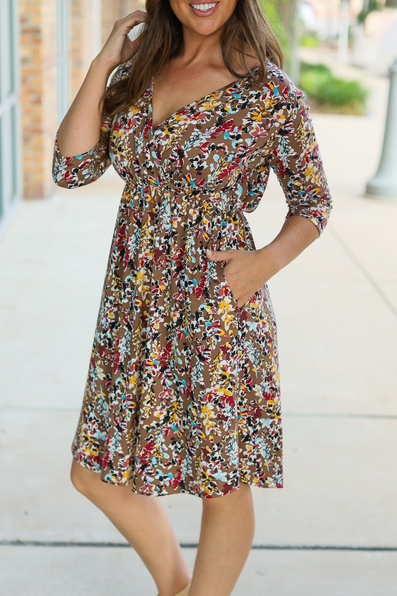 IN STOCK Taylor Dress - Mocha Floral FINAL SALE