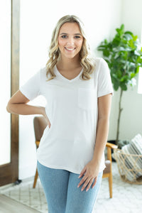 IN STOCK Sophie Pocket Tee - White | Women's Short Sleeve