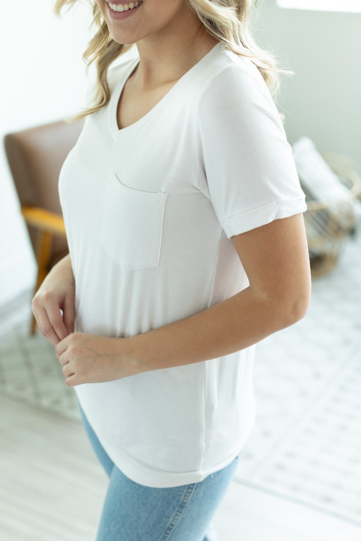 IN STOCK Sophie Pocket Tee - White | Women's Short Sleeve