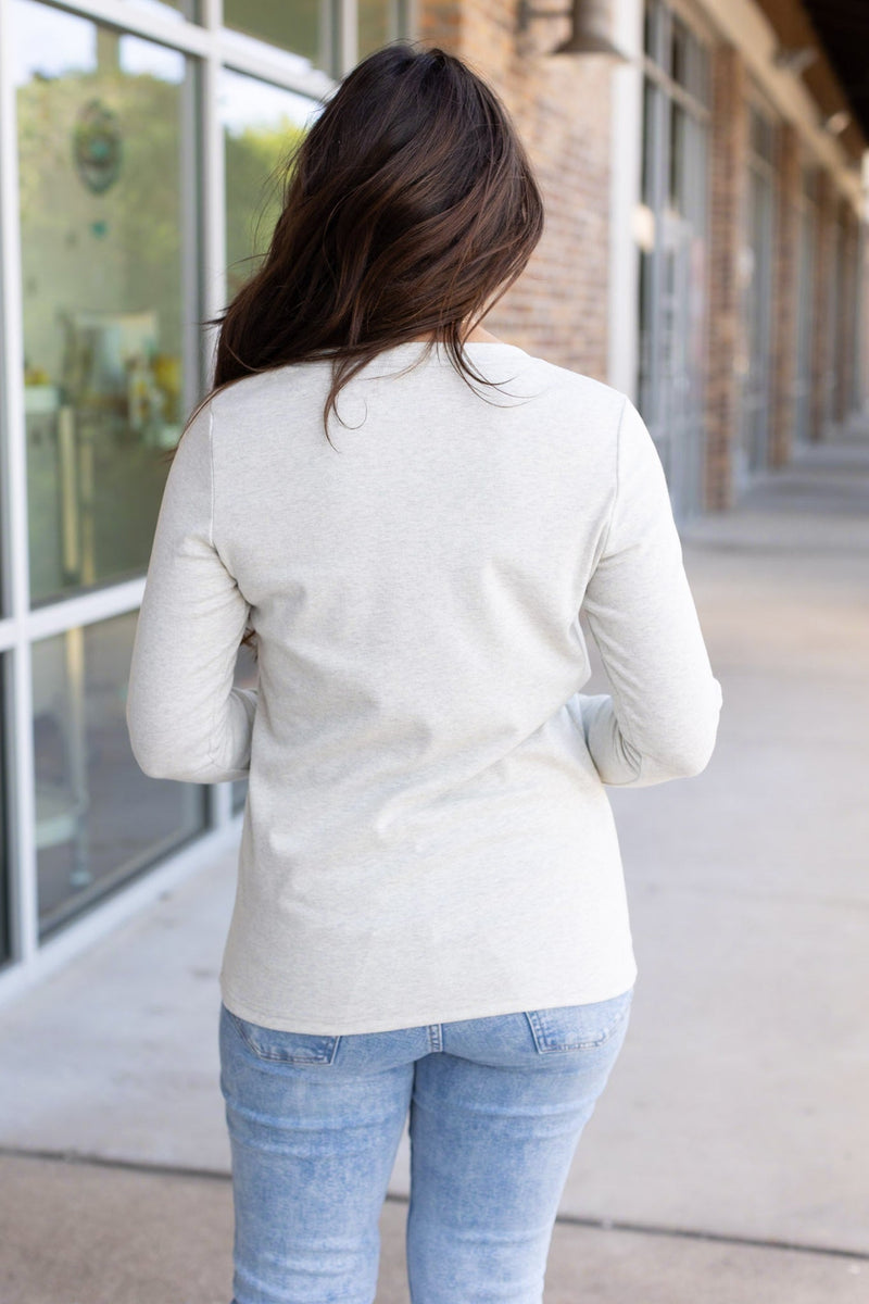 IN STOCK Leah Long Sleeve Top - Light Grey