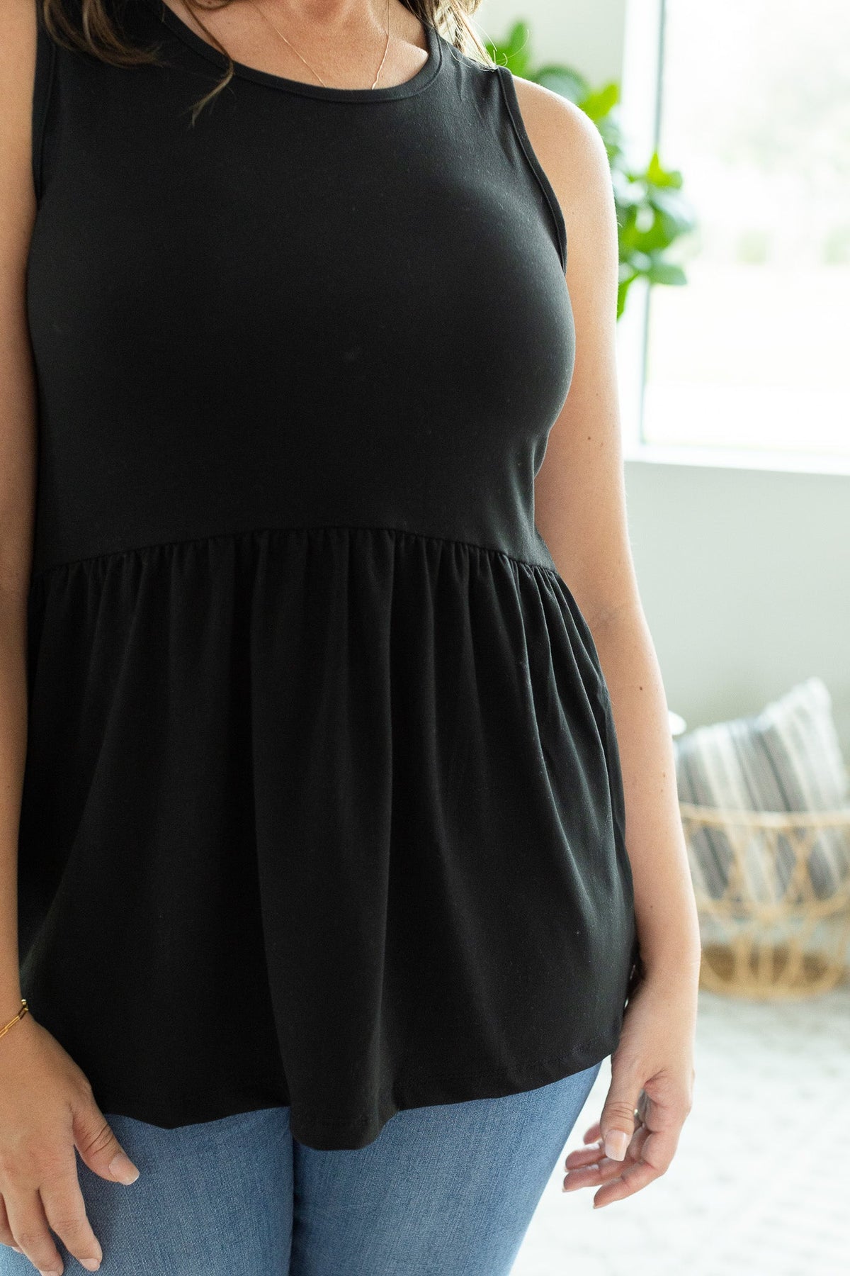 IN STOCK Renee Ruffle Tank - Black