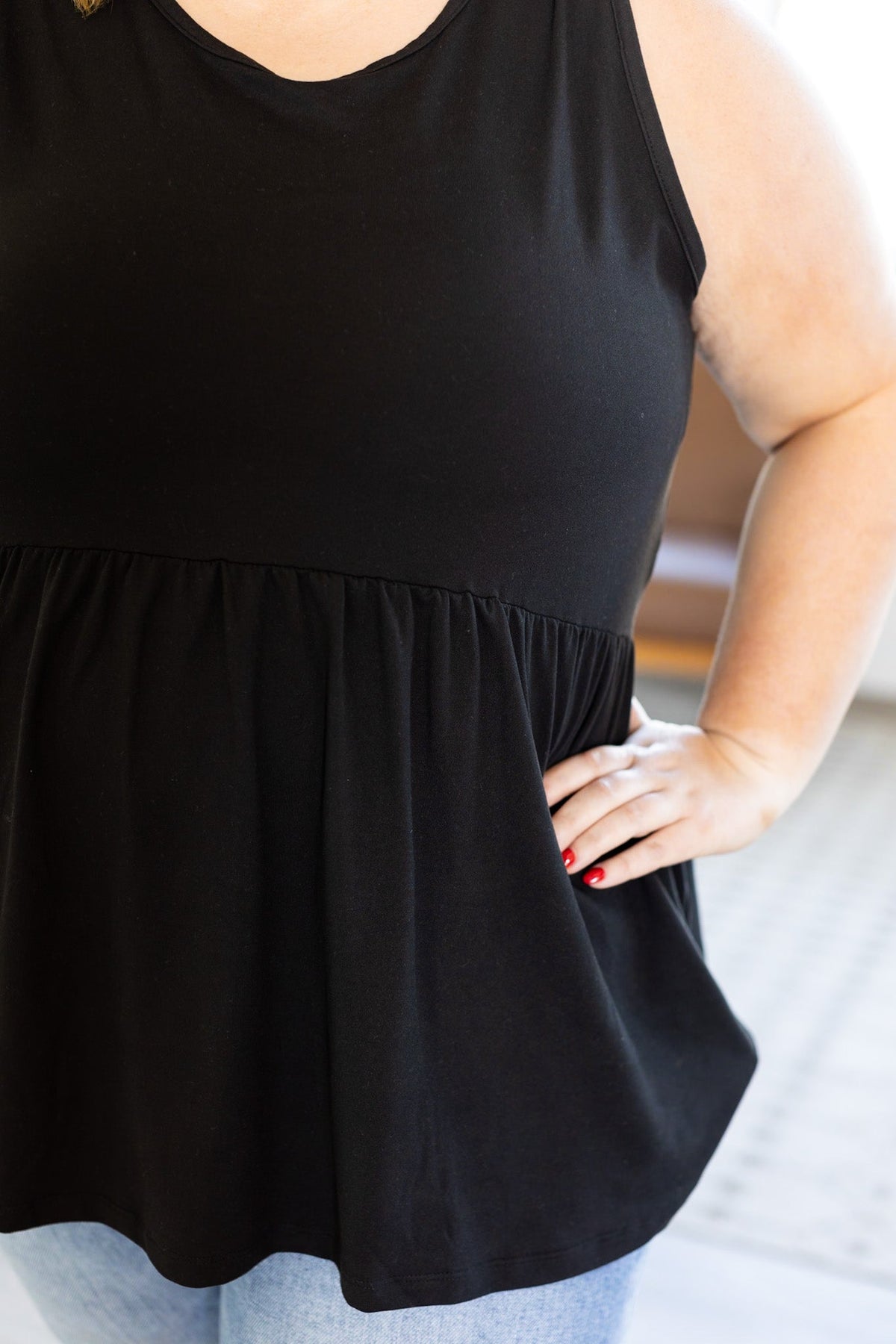 IN STOCK Renee Ruffle Tank - Black